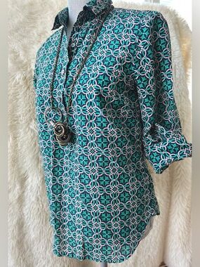 J. Crew Lattice Medallion Cotton-Silk Popover Blouse